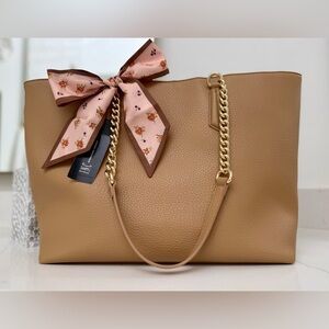 INC International Concepts Tan Tote with Floral Bow